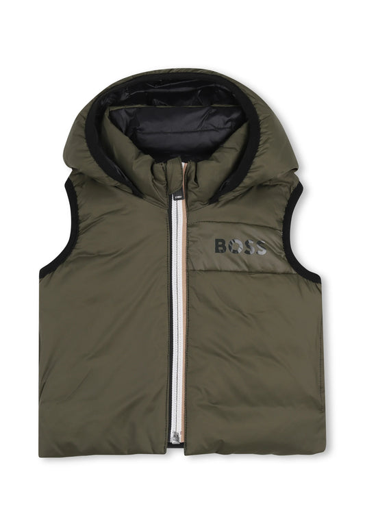 Gilet doudoune réversible BOSS bébé garçon – Vert olive