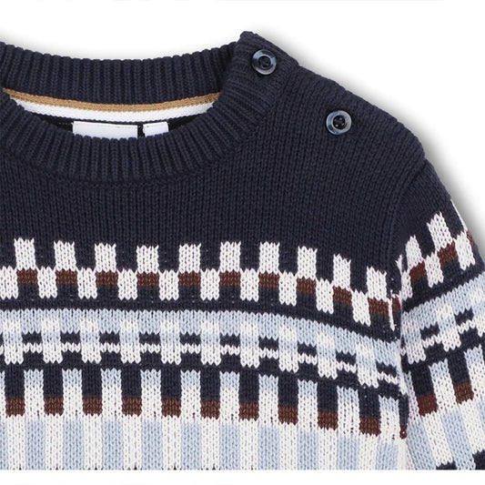 Pull jacquard BOSS bébé garçon – Bleu marine