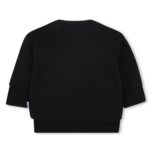 Cardigan BOSS noir à fermeture boutonnée pour bébé, vue de dos