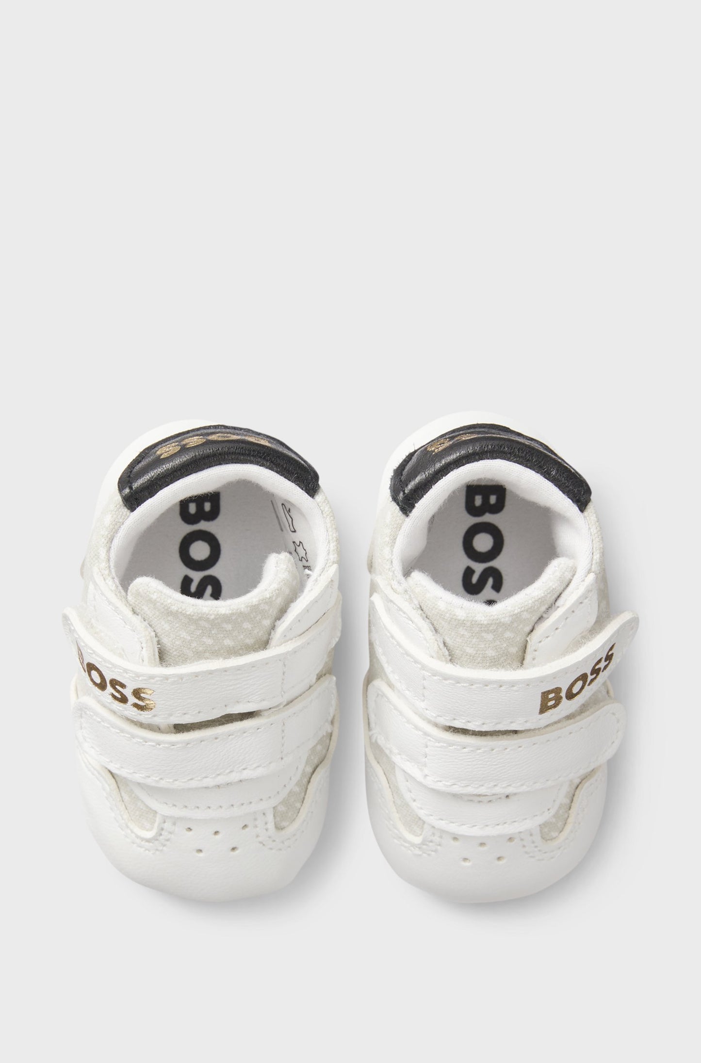 CHAUSSONS BOSS BLANCS EN CUIR ET TOILE POUR BÉBÉ