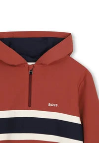 Sweat demi-zippé à capuche BOSS garçon – Rouge
