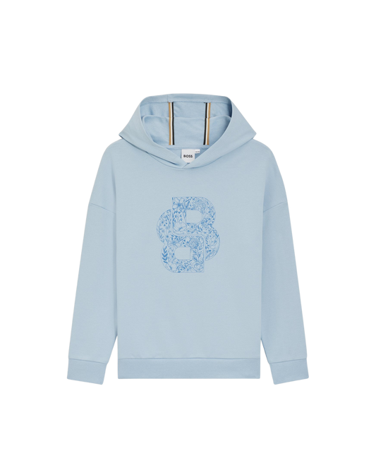 SWEAT A CAPUCHE EN COTON STRETCH AVEC MONOGRAMME DOUBLE B