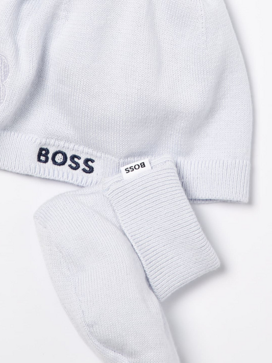 ENSEMBLE BONNET ET CHAUSSONS BOSS – BLEU CLAIR