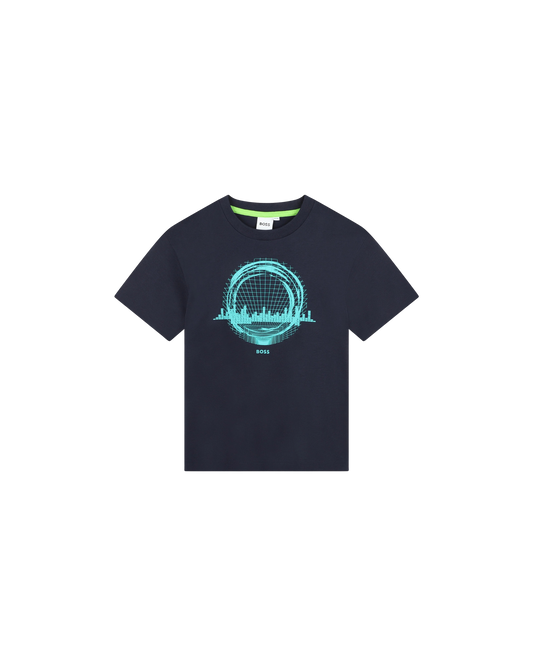 T-SHIRT BOSS KIDS BLEU MARINE IMPRIMÉ GRAPHIQUE