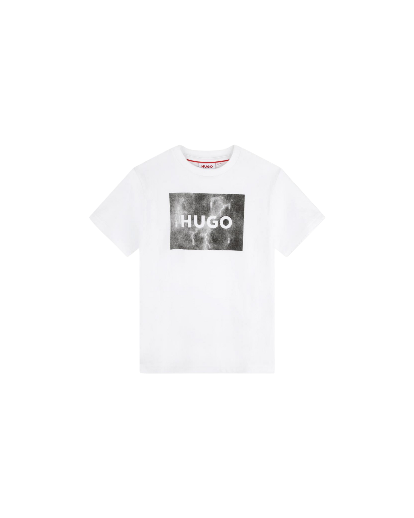 T-SHIRT HUGO KIDS BLANC LOGO IMPRIMÉ ÉCLAIR