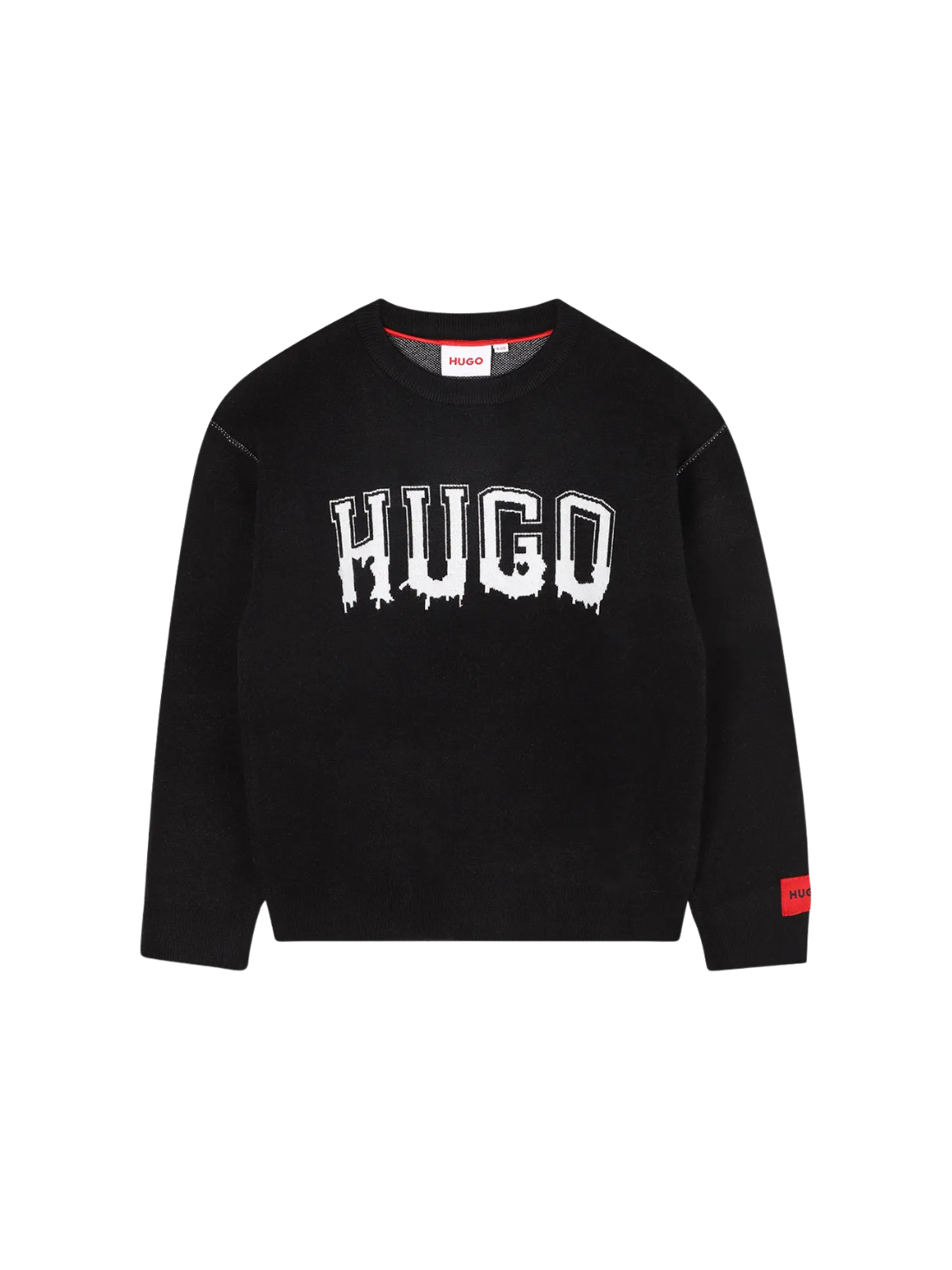 PULL HUGO NOIR À LOGO TEXTURÉ
