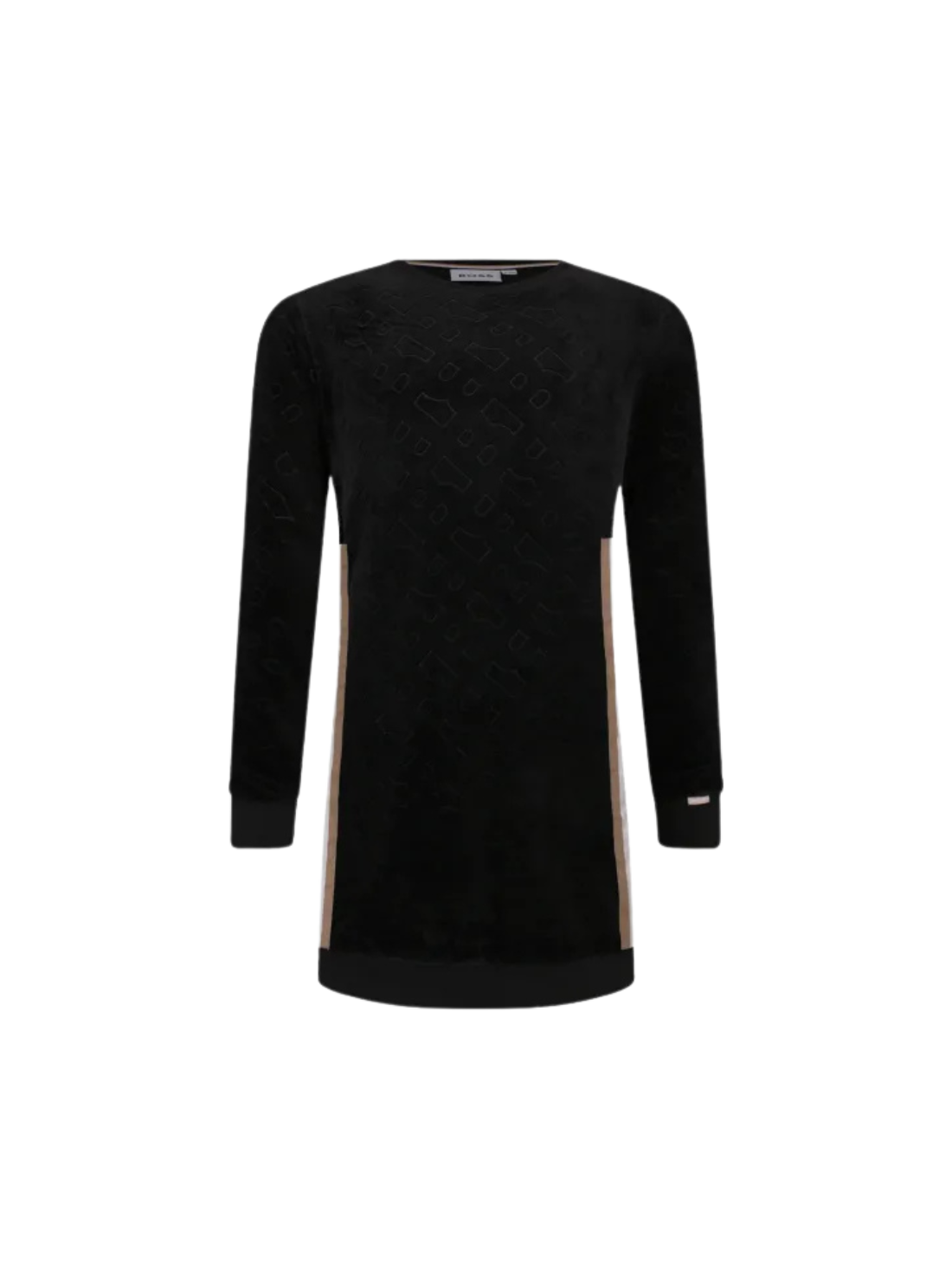 ROBE BOSS NOIRE EN VELOURS AVEC BANDE LATÉRALE