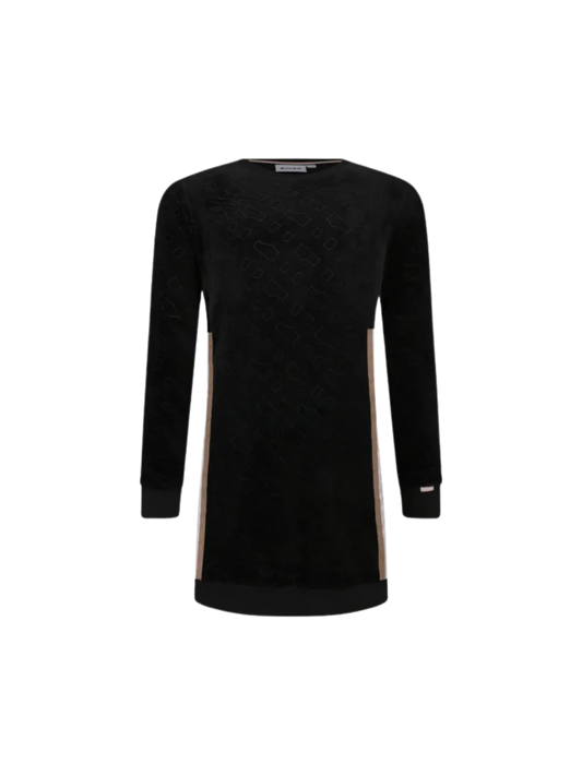 ROBE BOSS NOIRE EN VELOURS AVEC BANDE LATÉRALE