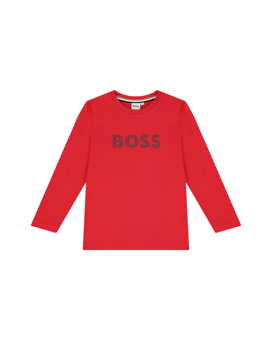 T-SHIRT ROUGE ENFANT À LOGO CENTRAL