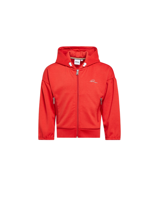 SWEAT À CAPUCHE ZIPPÉ BOSS ROUGE