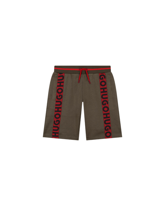 SHORT HUGO KIDS KAKI BANDE LOGO ROUGE