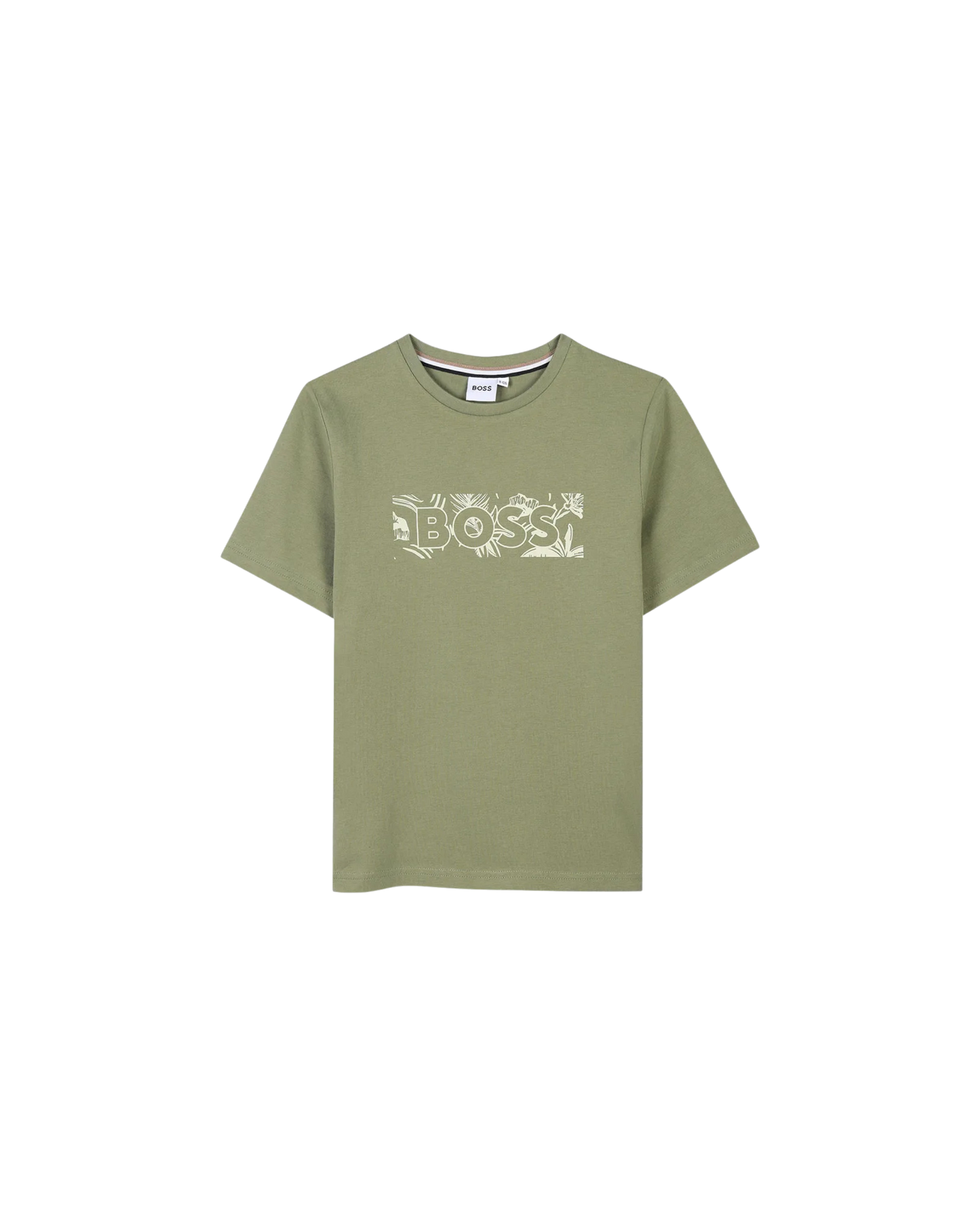 T-SHIRT BOSS KIDS VERT KAKI LOGO IMPRIMÉ