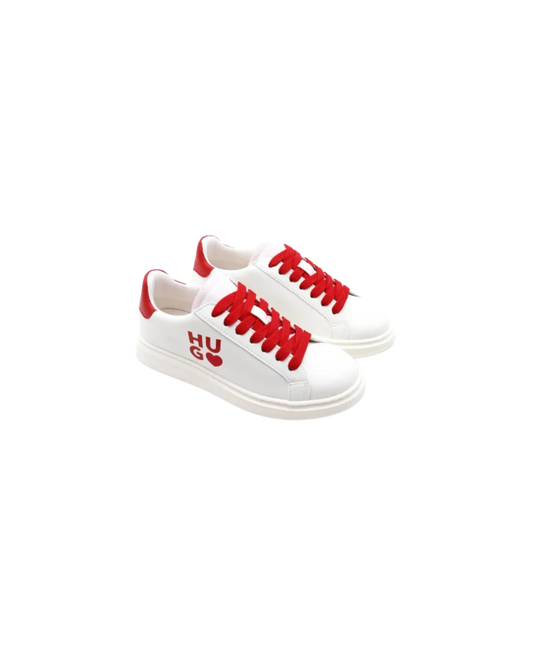 BASKETS HUGO KIDS BLANCHES DÉTAILS ROUGES
