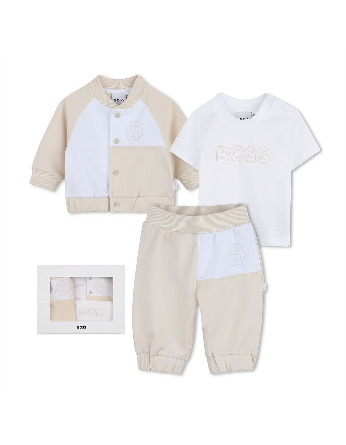 Ensemble jogging 3 pièces BOSS bébé garçon – Beige