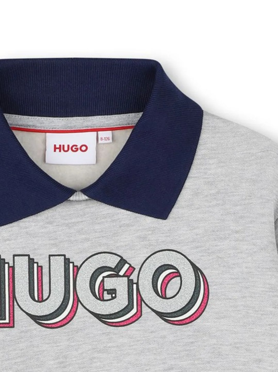 SWEAT GRIS À COL CONTRASTÉ HUGO