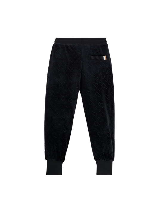 PANTALON DE JOGGING BOSS EN VELOURS NOIR À MONOGRAMME