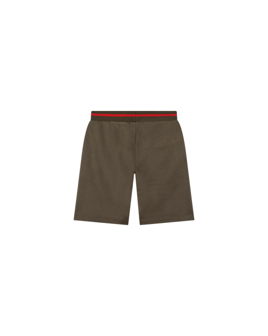 SHORT HUGO KIDS KAKI BANDE LOGO ROUGE