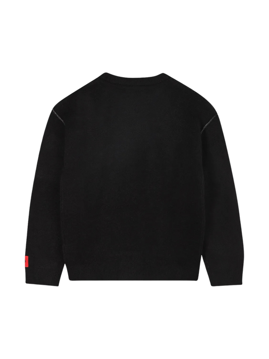 PULL HUGO NOIR À LOGO TEXTURÉ