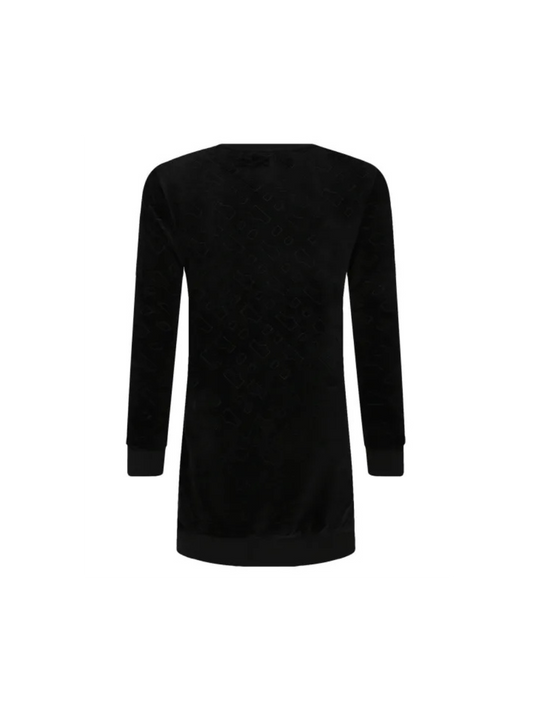 ROBE BOSS NOIRE EN VELOURS AVEC BANDE LATÉRALE