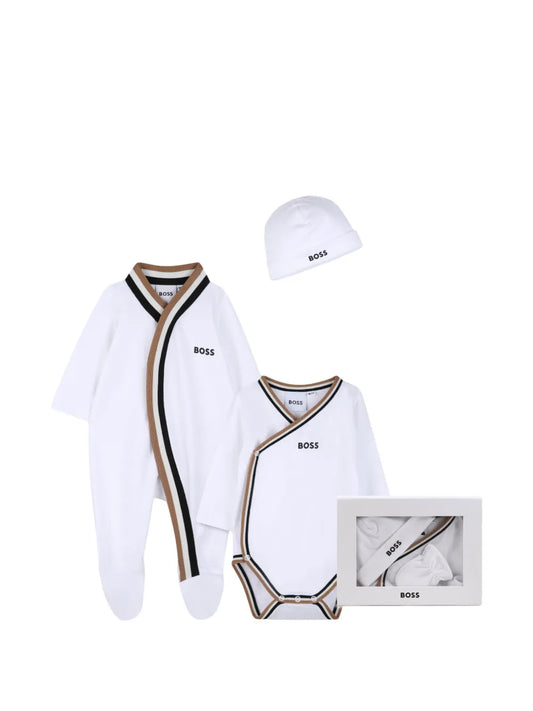 Ensemble naissance 3 pièces BOSS bébé garçon – Blanc