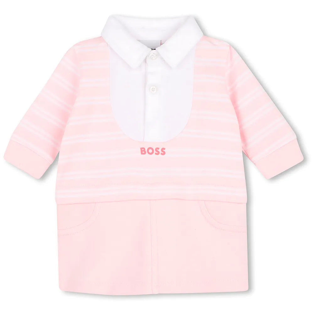 Robe polo rayée BOSS bébé fille – Rose