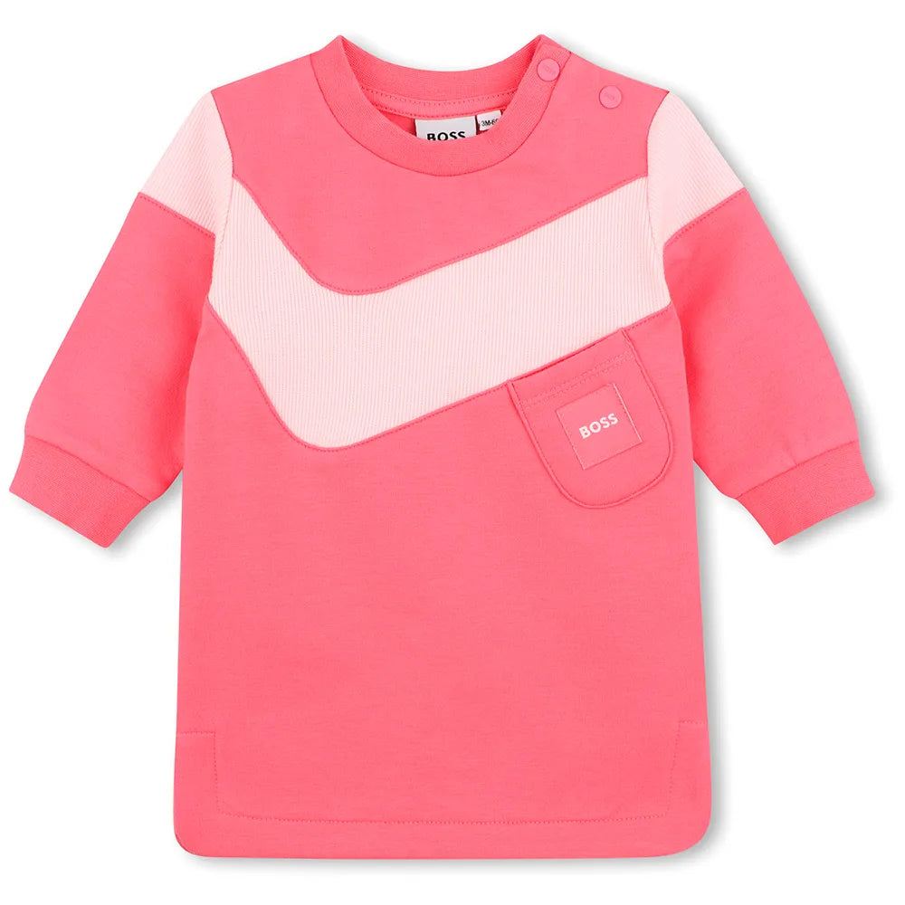 Robe sweat BOSS bébé fille – Rose