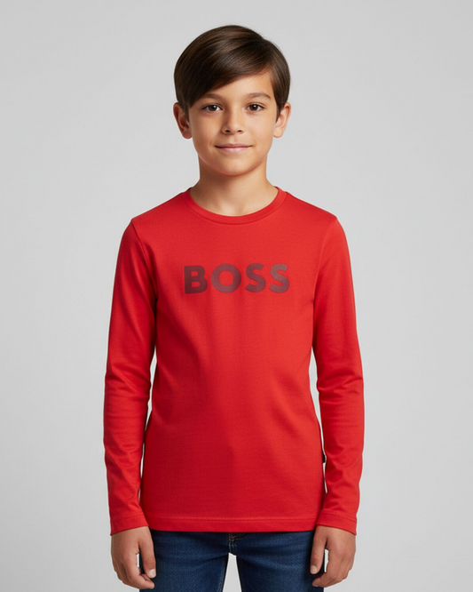 T-SHIRT ROUGE ENFANT À LOGO CENTRAL