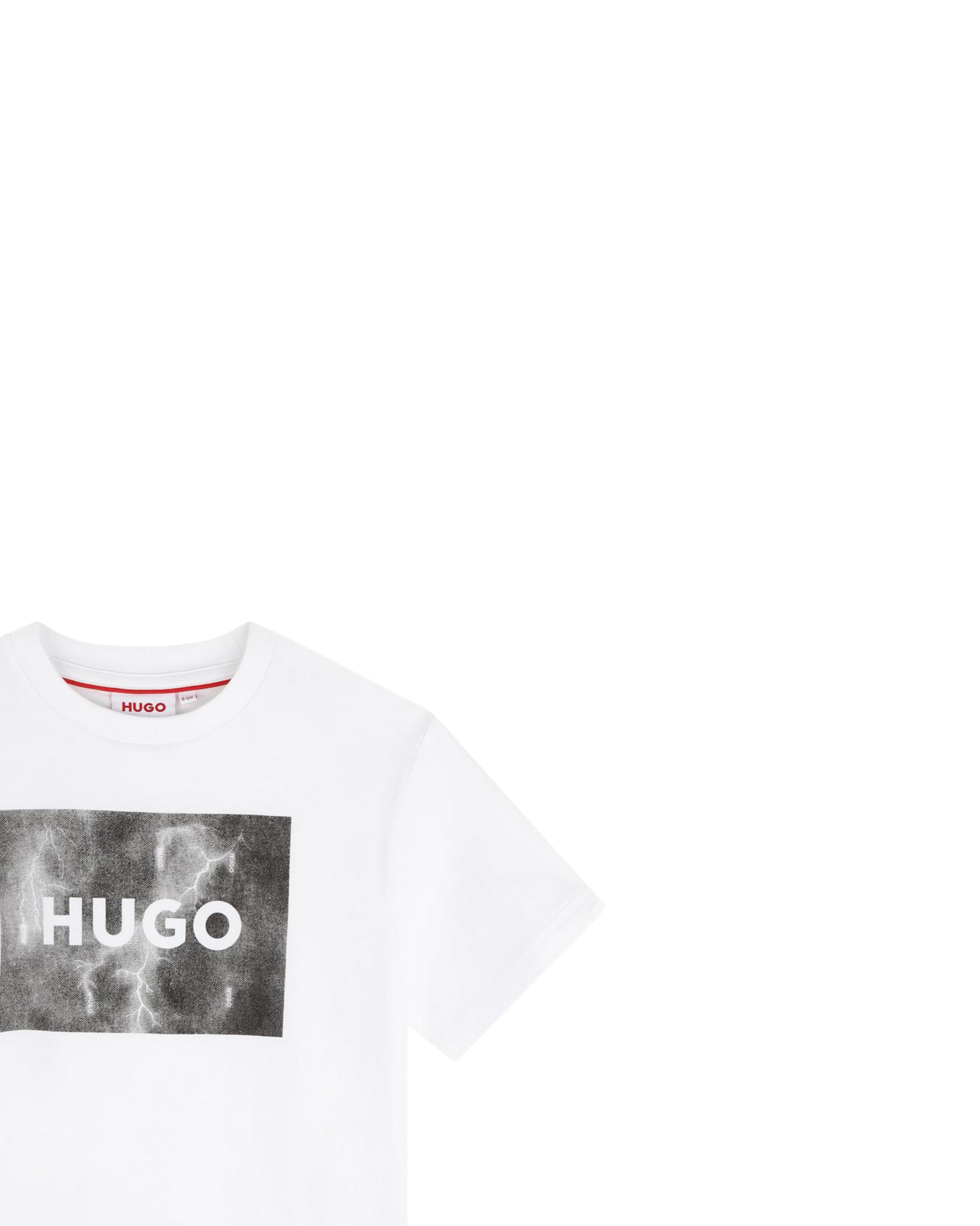 T-SHIRT HUGO KIDS BLANC LOGO IMPRIMÉ ÉCLAIR