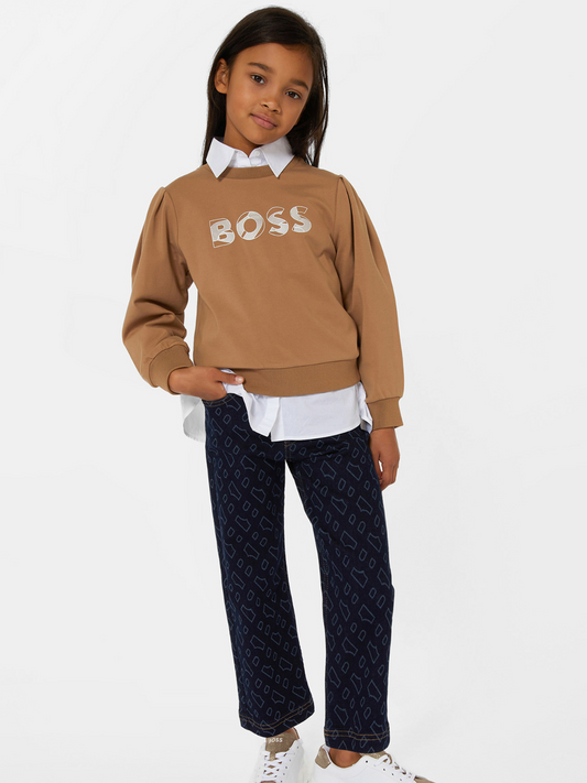 SWEAT BOSS CAMEL À LOGO GÉOMÉTRIQUE