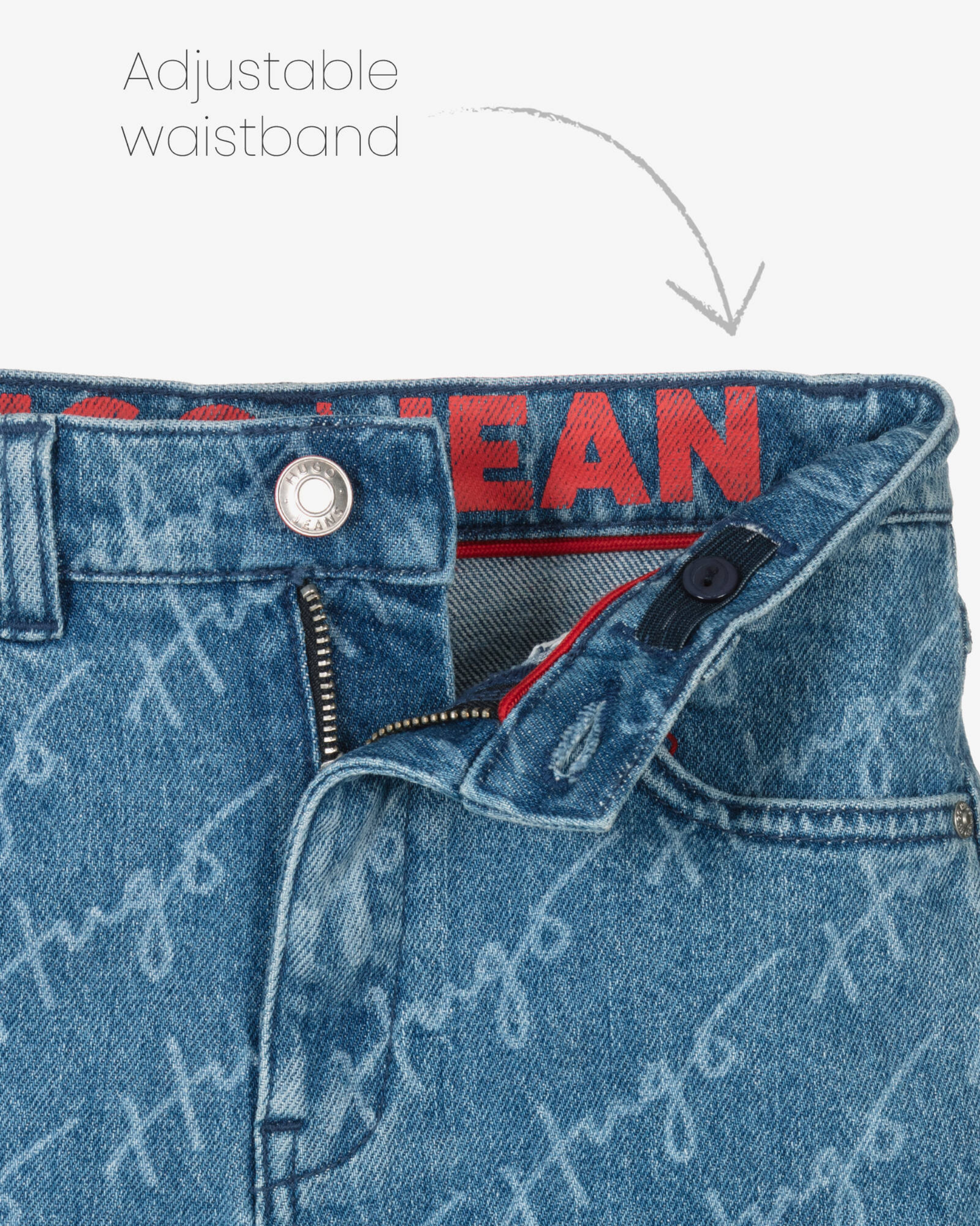 SHORT HUGO KIDS DENIM BLEU LOGO ALL OVER