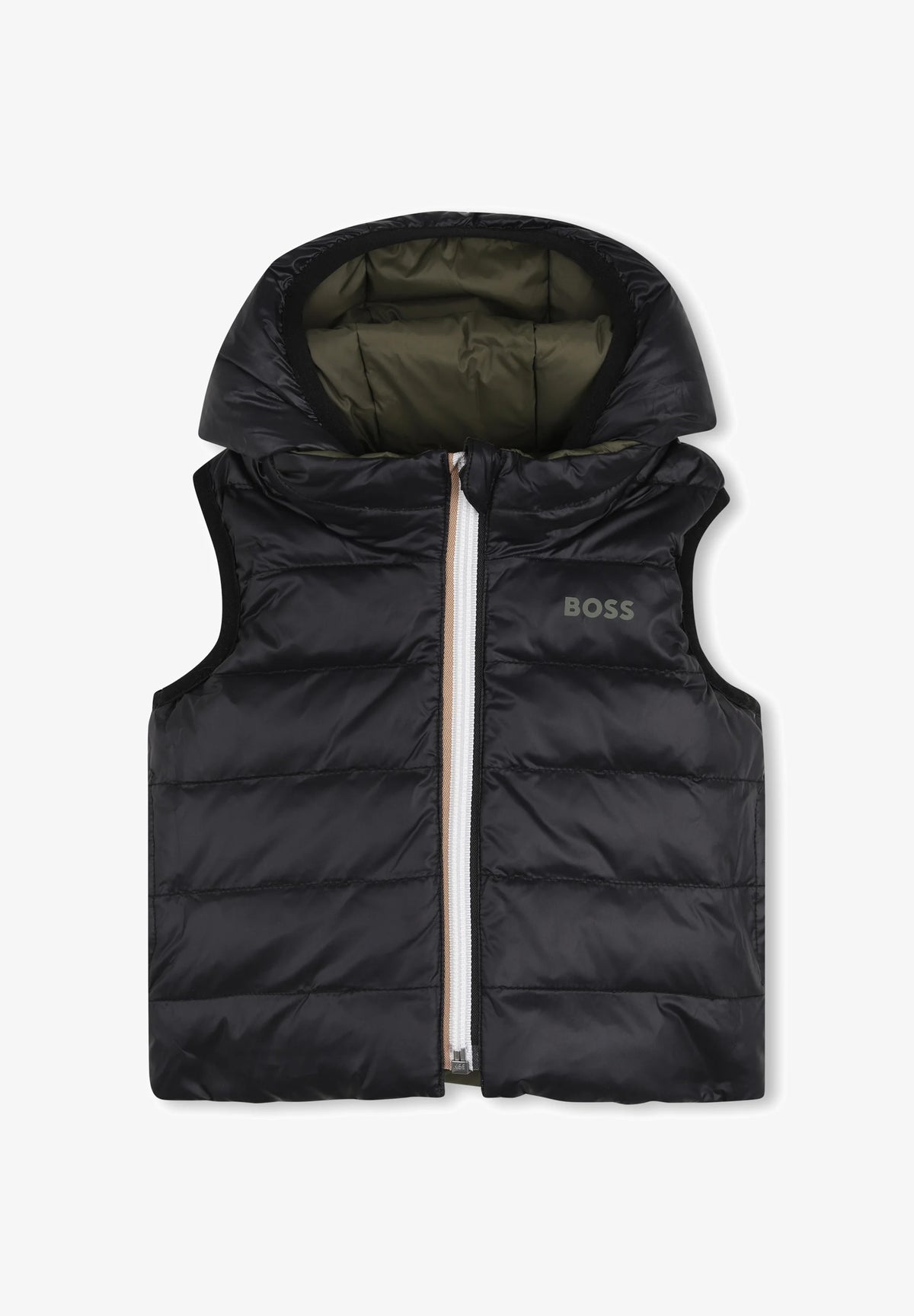 Gilet doudoune réversible BOSS bébé garçon – Vert olive