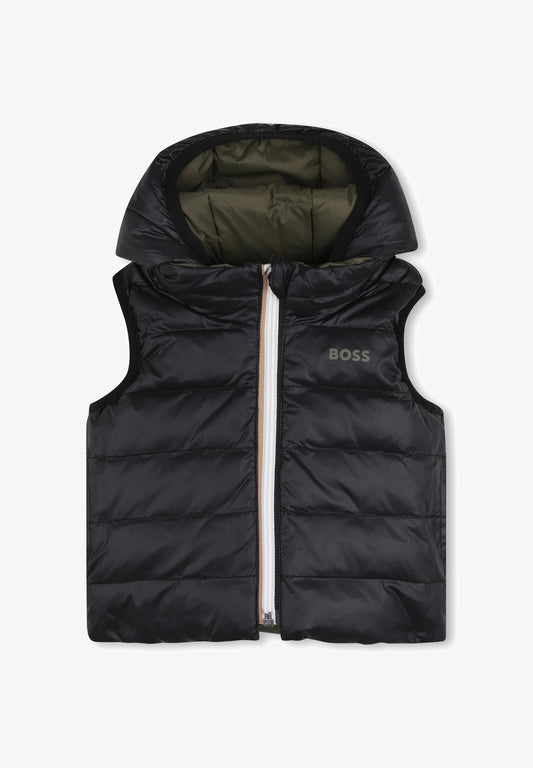 Gilet doudoune réversible BOSS bébé garçon – Vert olive