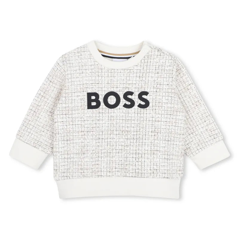 Sweat à micro-carreaux BOSS bébé garçon – Crème