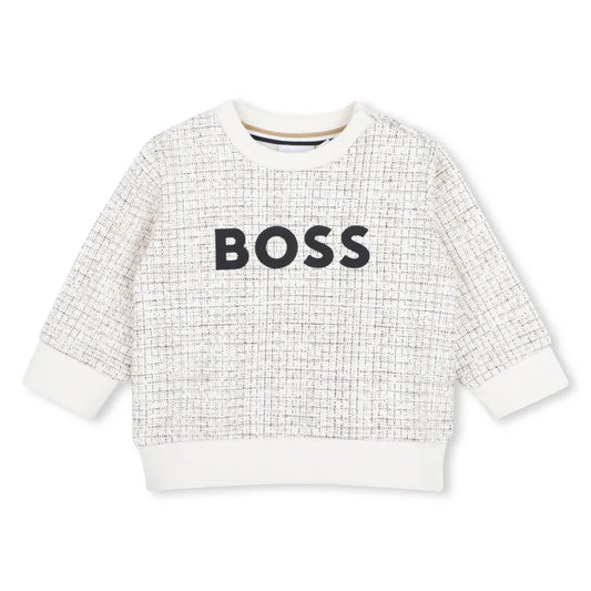 Sweat à micro-carreaux BOSS bébé garçon – Crème