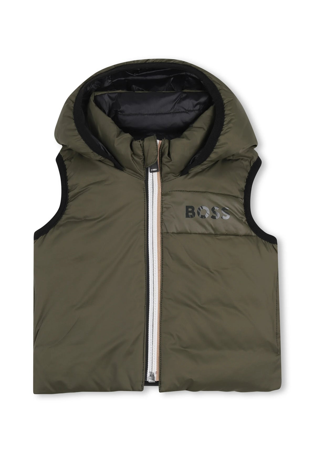 Gilet doudoune réversible BOSS bébé garçon – Vert olive
