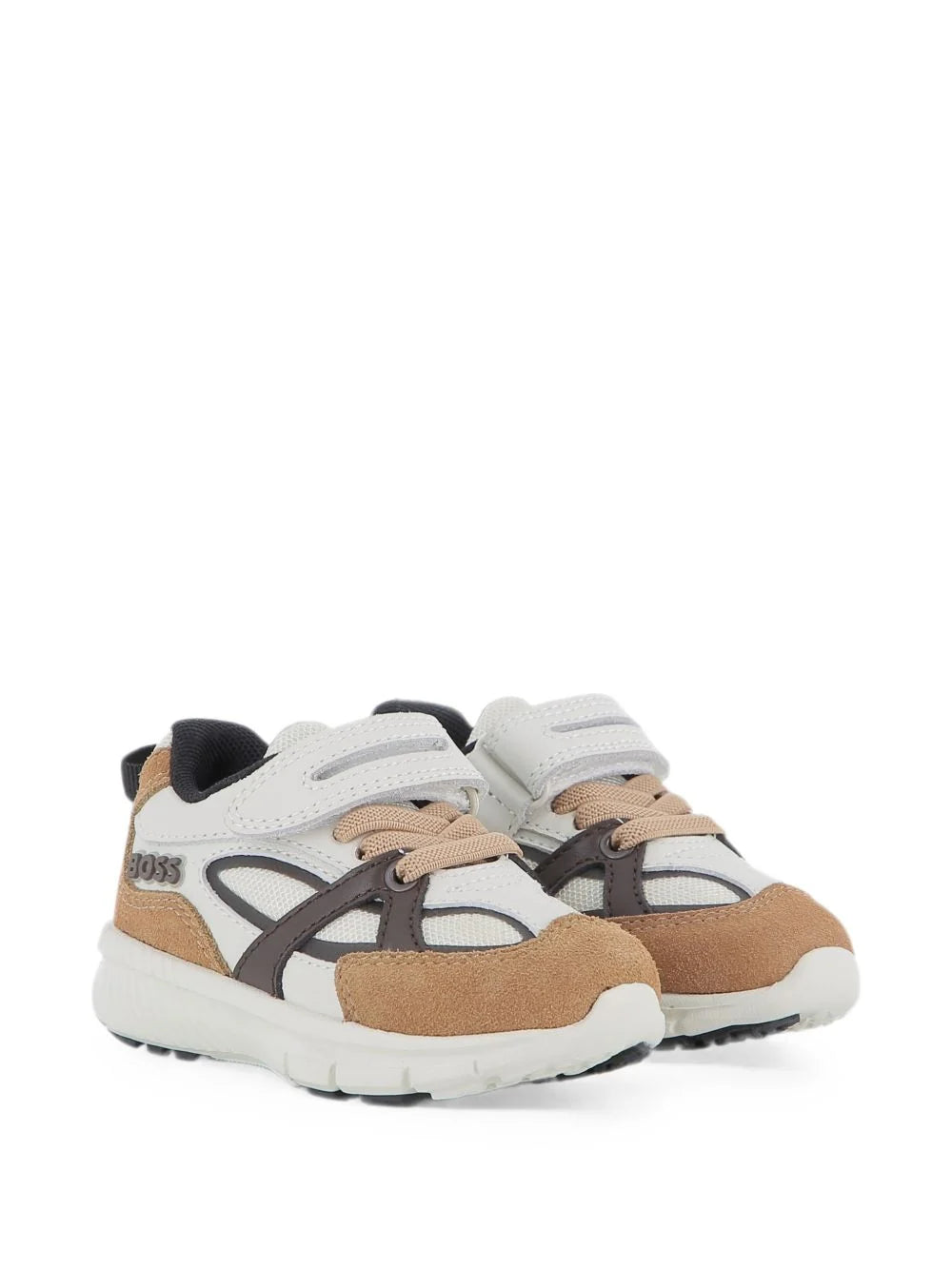 Baskets à scratch BOSS bébé garçon – Blanc et beige