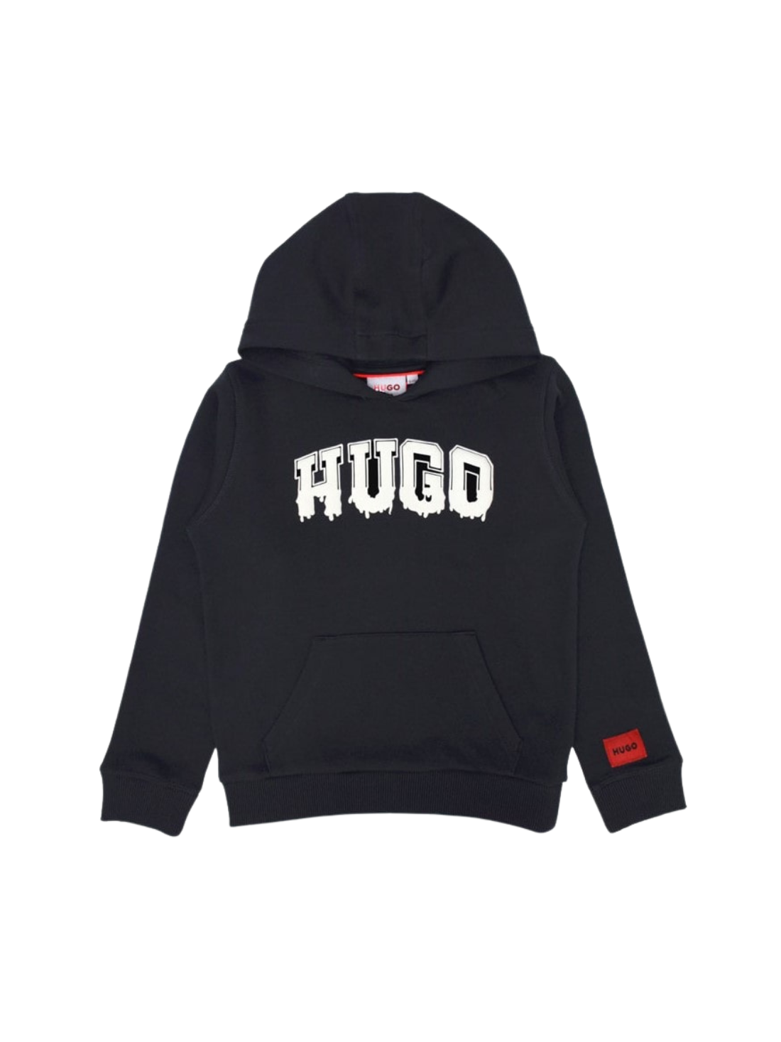 SWEAT À CAPUCHE NOIR À LOGO TEXTURÉ