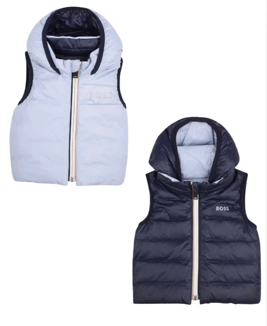Gilet doudoune réversible BOSS bébé garçon – Bleu glacier et bleu marine