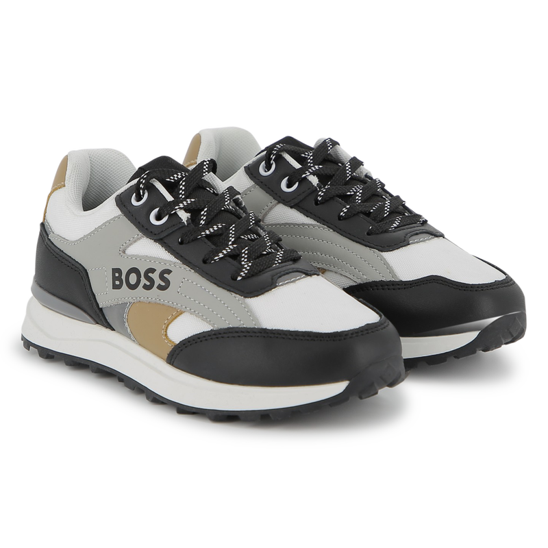 Baskets cuir et toile BOSS garçon
