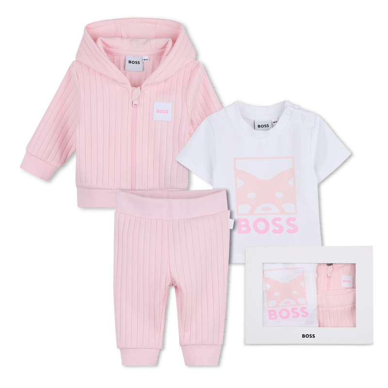 Ensemble jogging 3 pièces BOSS bébé fille – Rose