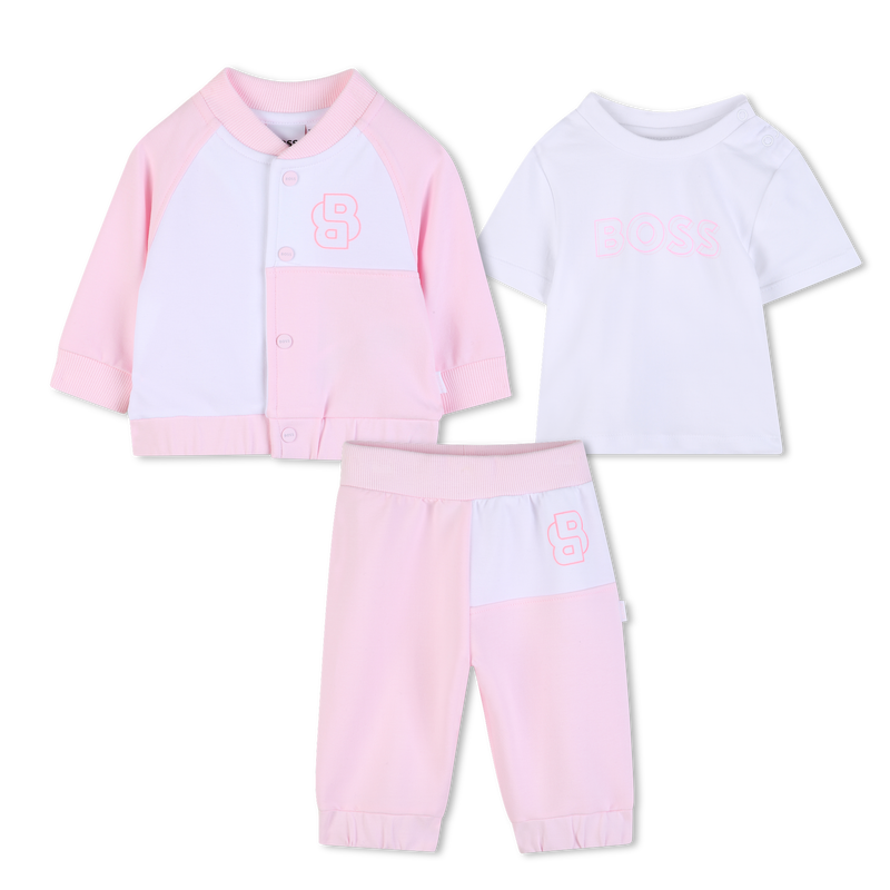 Coffret jogging 3 pièces BOSS bébé fille – Rose