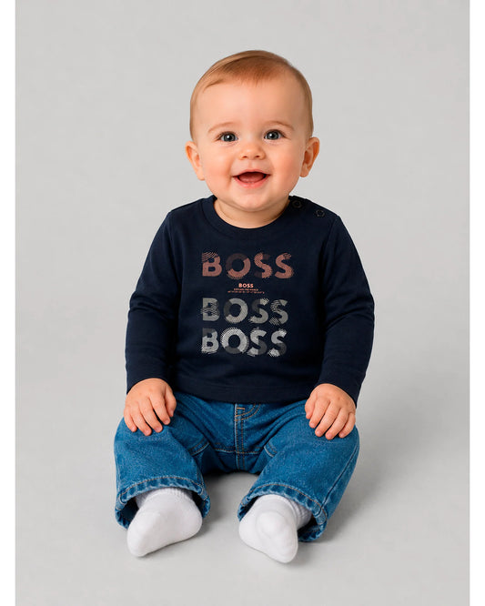 T-shirt manches longues BOSS bébé garçon – Bleu marine