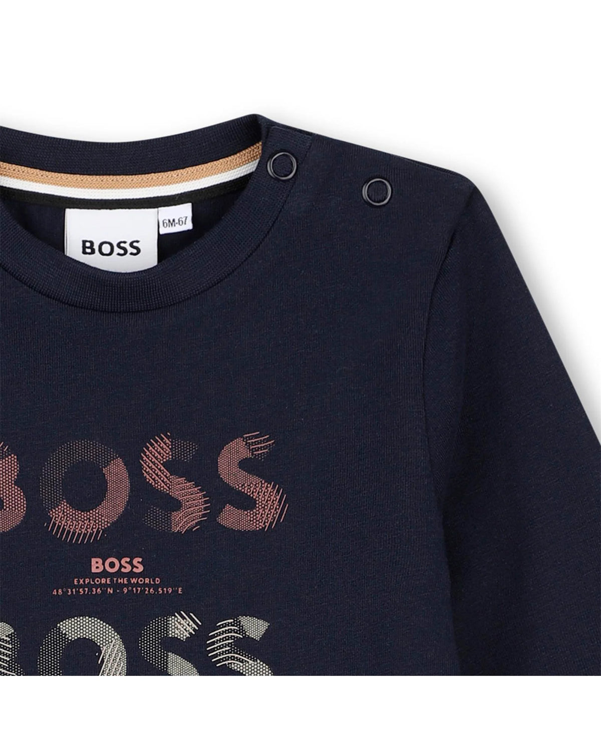 T-shirt manches longues BOSS bébé garçon – Bleu marine