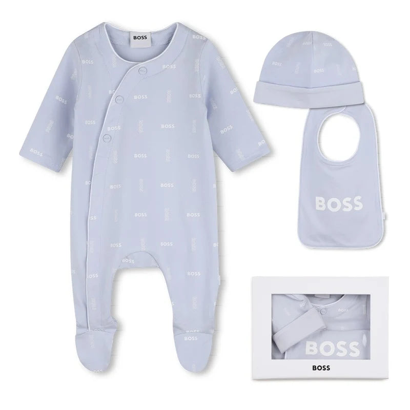 Ensemble grenouillère + bavoir + bonnet