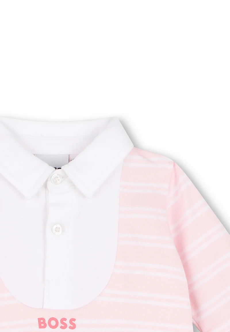 Robe polo rayée BOSS bébé fille – Rose