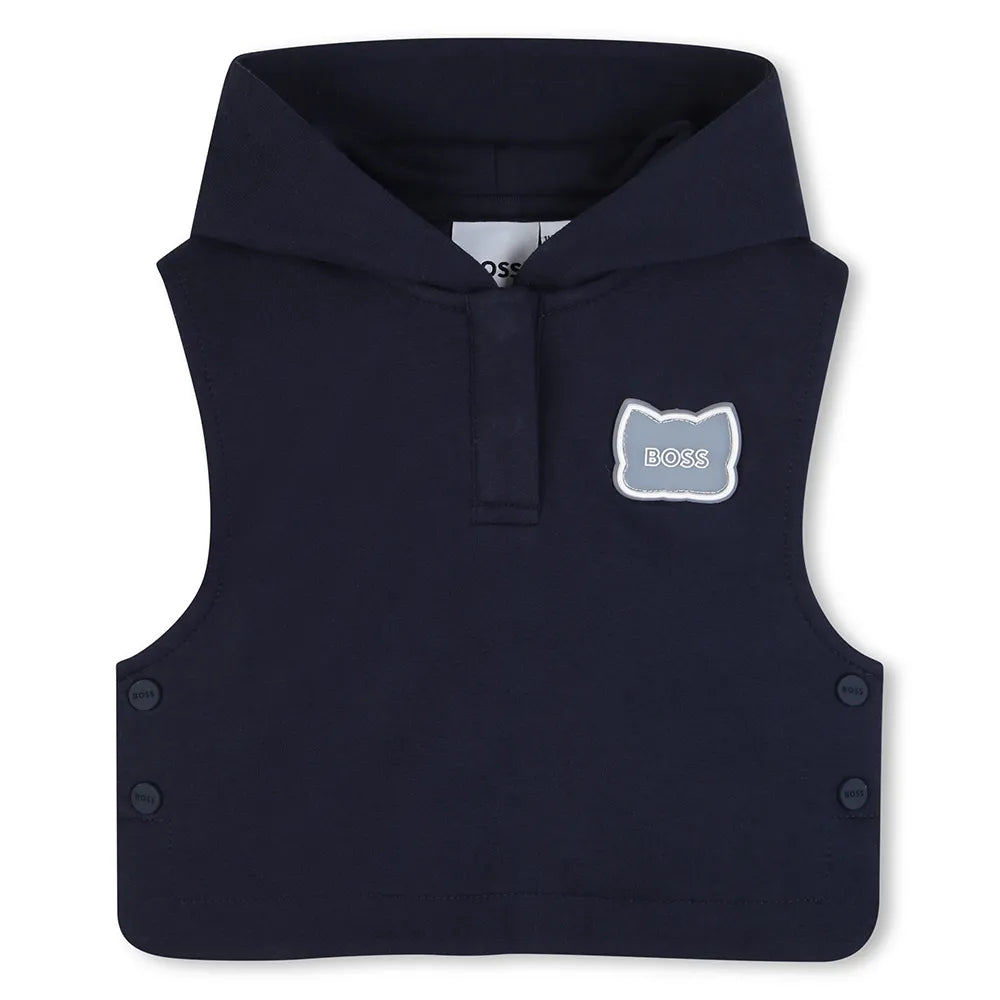 ENSEMBLE BOSS 3 PIÈCES BLEU – T-SHIRT, SWEAT SANS MANCHES & SHORT