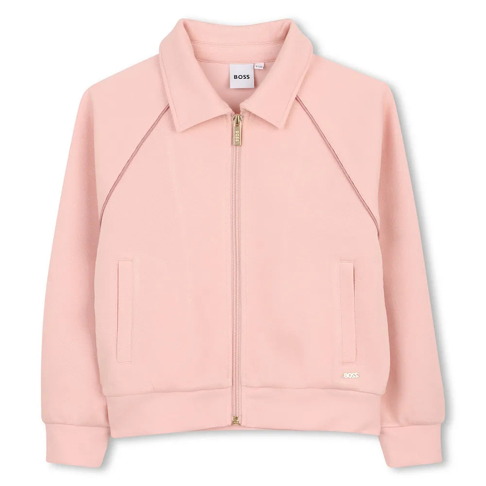 Cardigan zippé BOSS fille – Rose