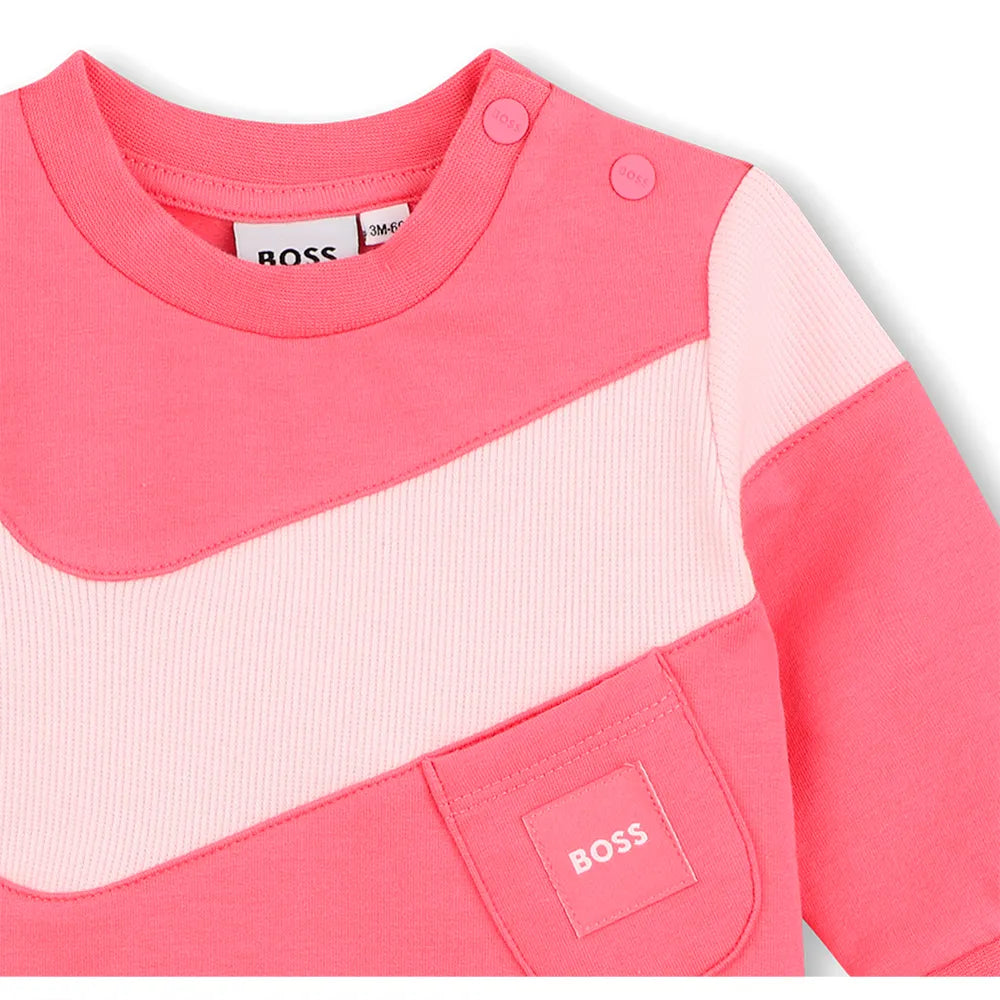 Robe sweat BOSS bébé fille – Rose