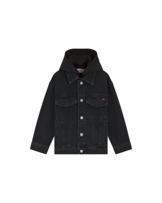 VESTE EN JEAN NOIRE À CAPUCHE ENFANT