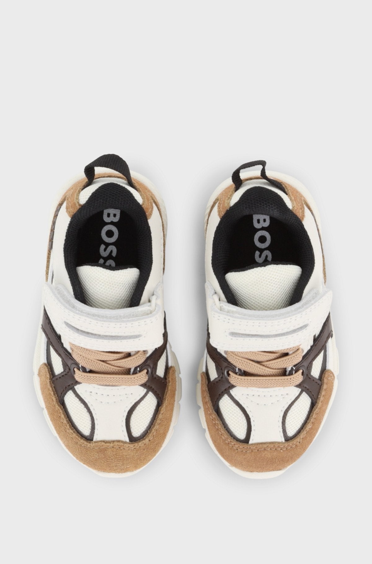 Baskets à scratch BOSS bébé garçon – Blanc et beige
